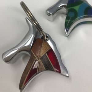 Silver Enamel Horse Keyring